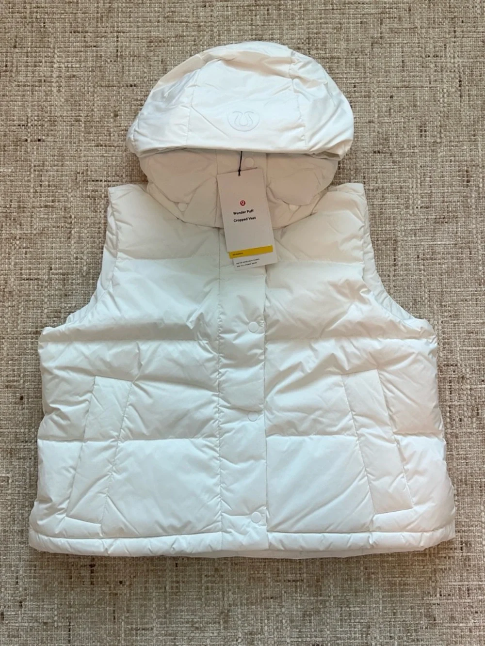 Lululemon wunder puff cropped vest white  size 6